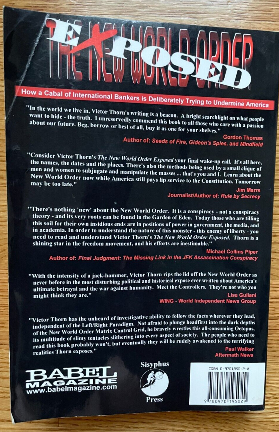 The New World Order Exposed Victor Thorn Trade Paperback 2003 1st **Very Good***