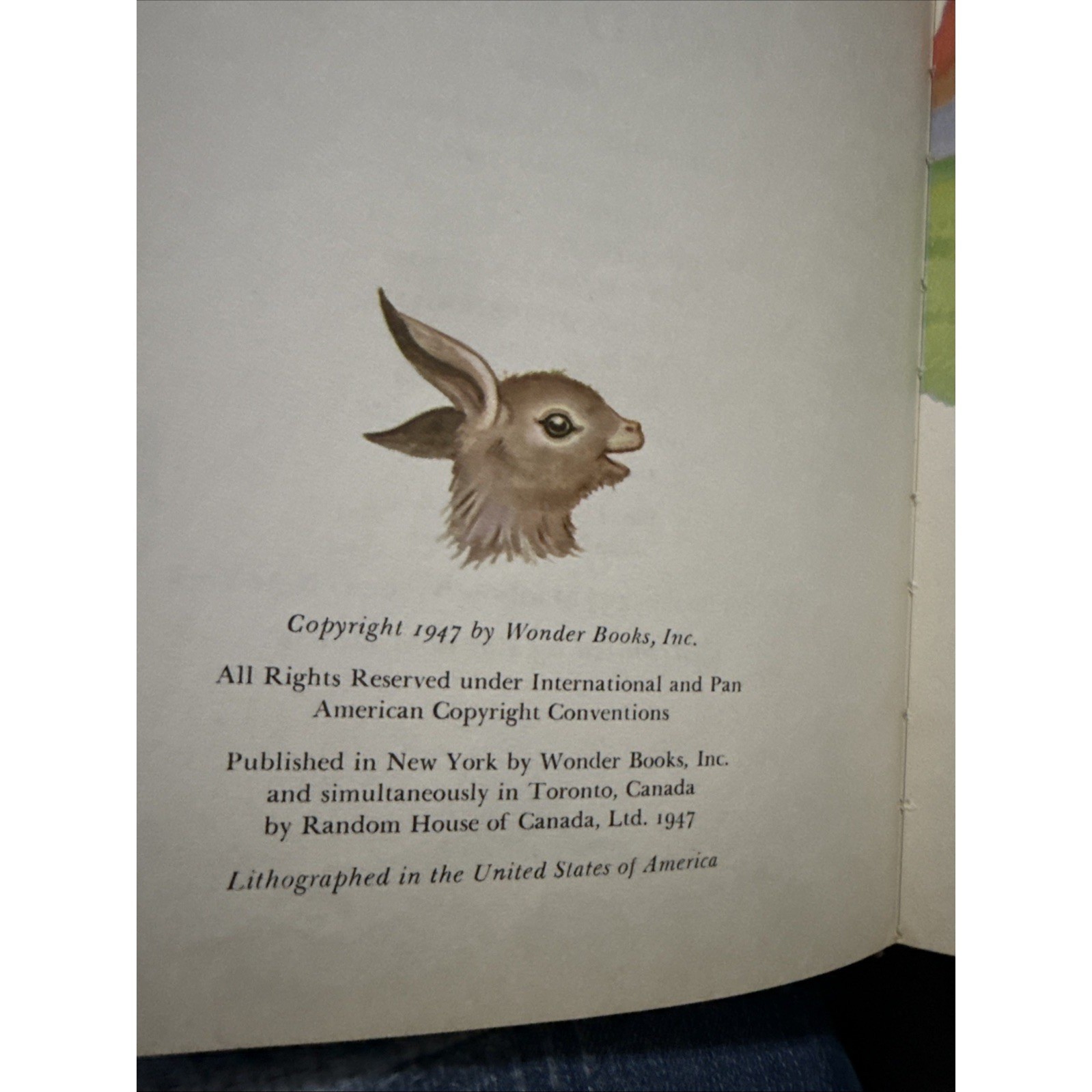 Vintage 1947 Wonder Books Storytime Favorites Washable Children’s Book