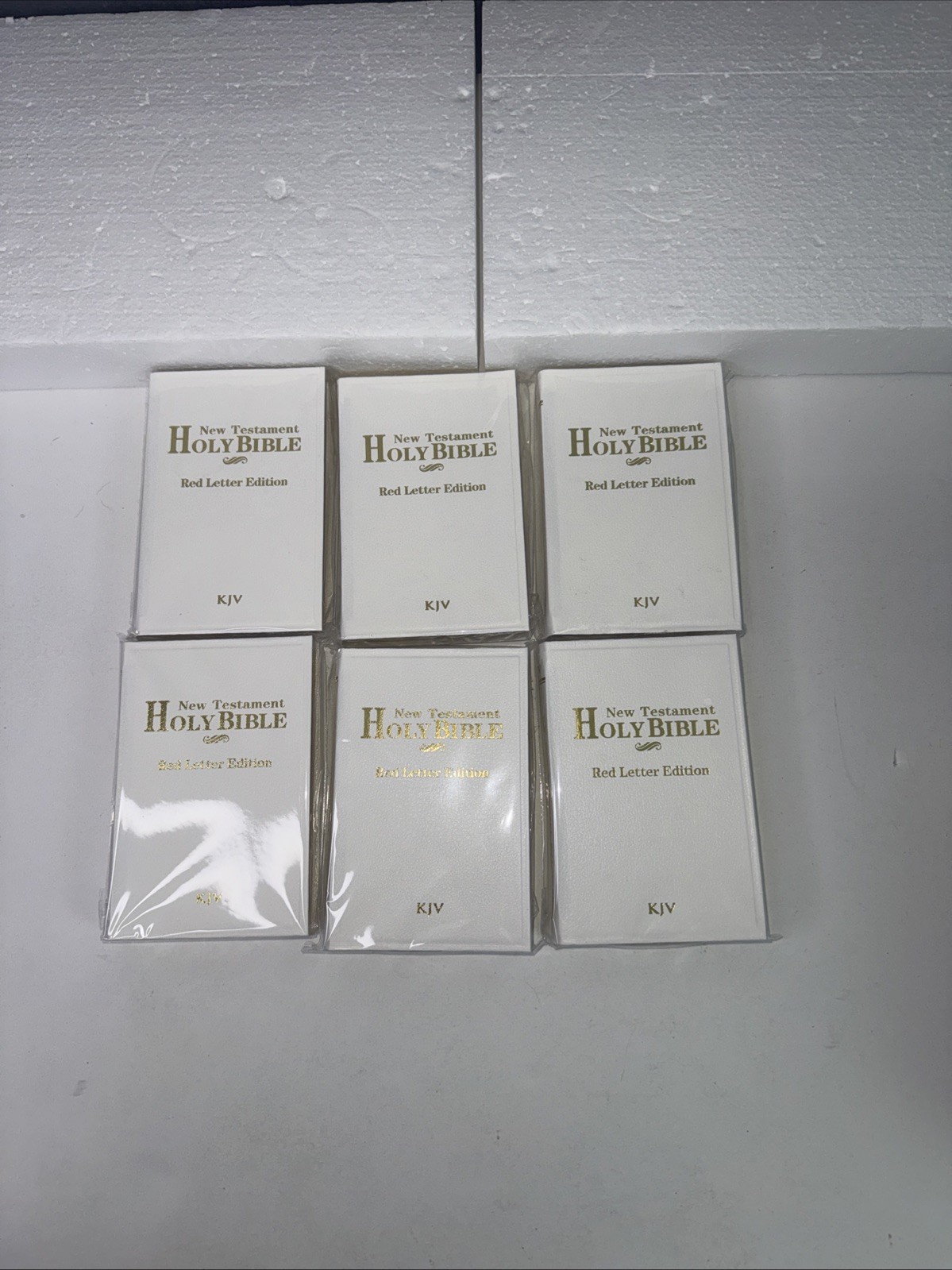 Holy Bible New Testament KJV White Mini Leatherette Cover 4.5” x 3” Set of 6