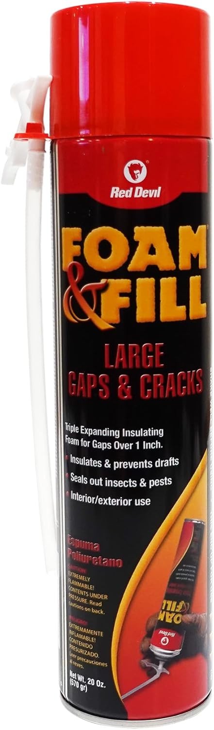 Red Devil 0912 Foam & Fill Large Gaps & Cracks Expanding 20 oz, Off-White