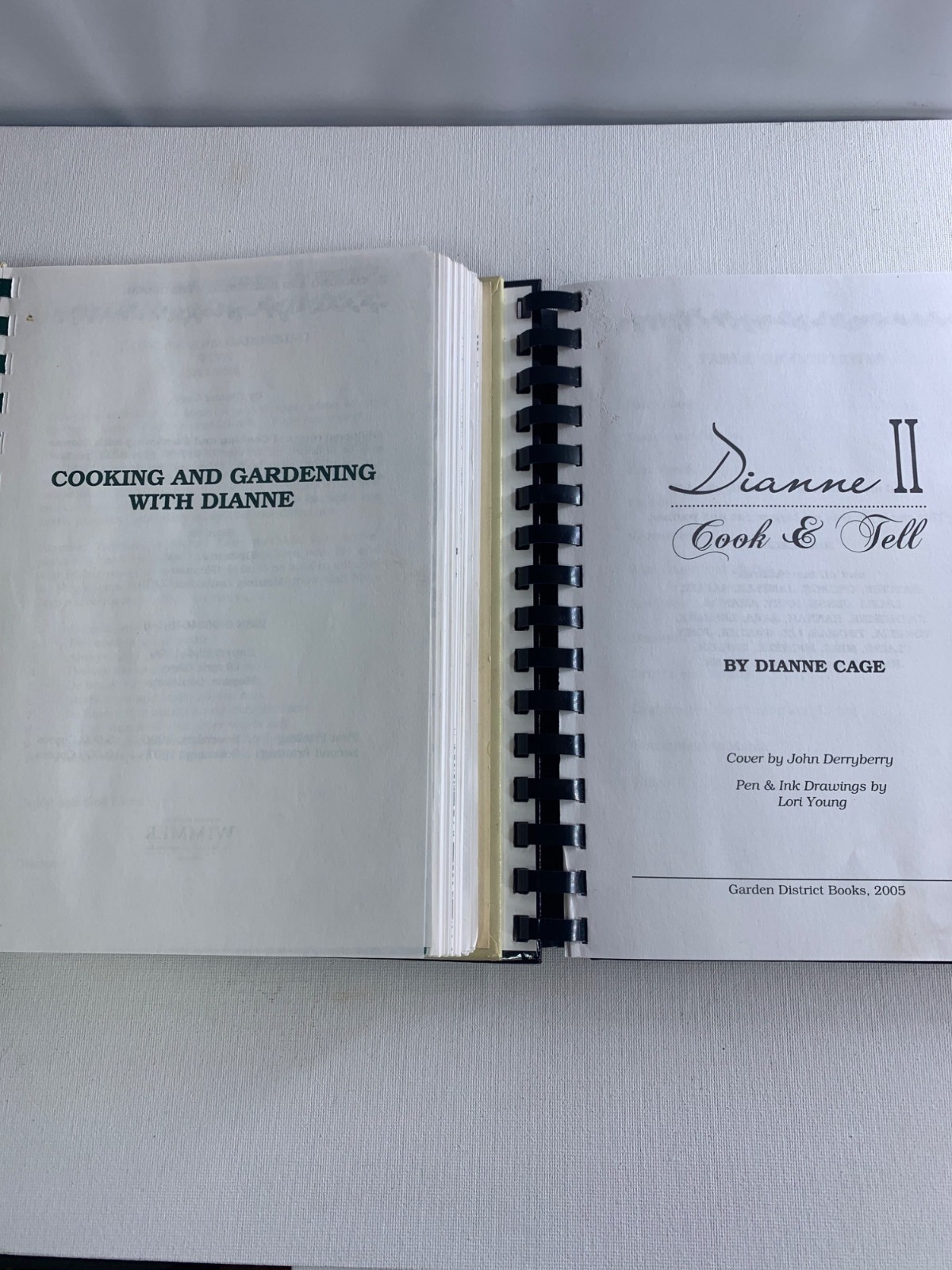 Cooking & Gardening With Dianne Cage & Dianne II Cook & Tell Spiral Bound Lot
