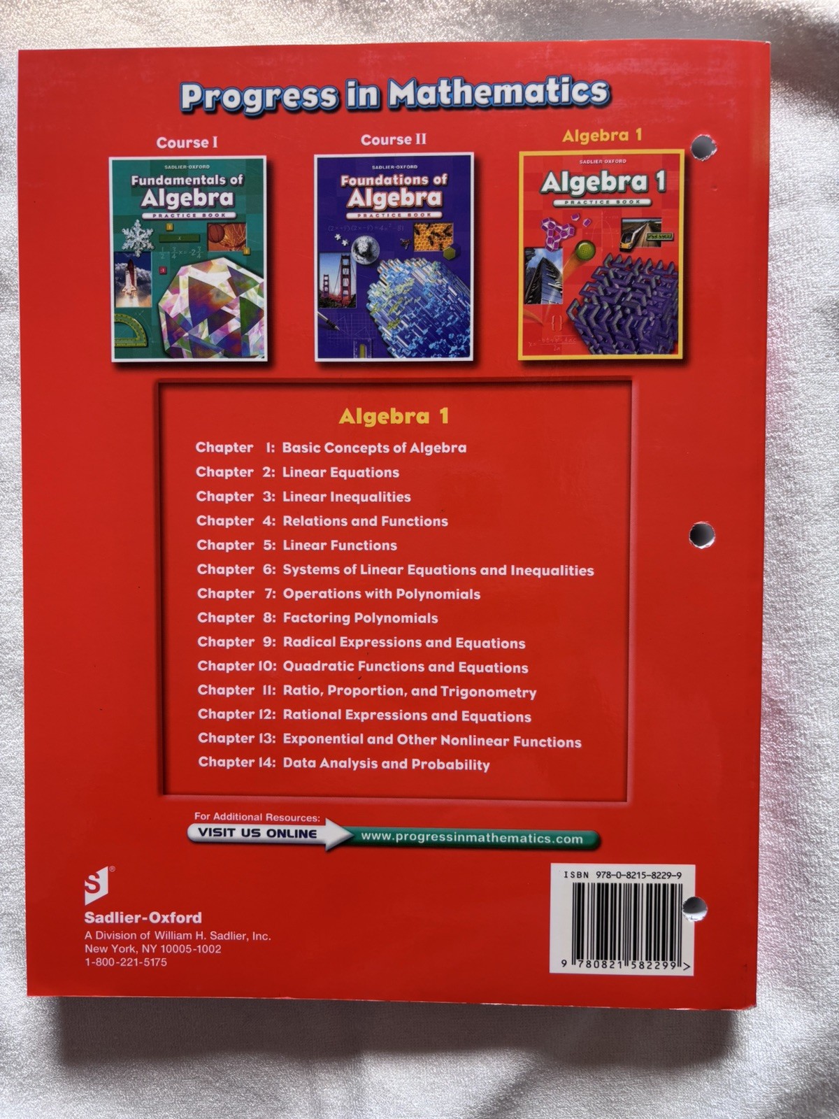 Algebra 1 Practice Book – by Sadlier-Oxford – 9780821582299 – Paperback