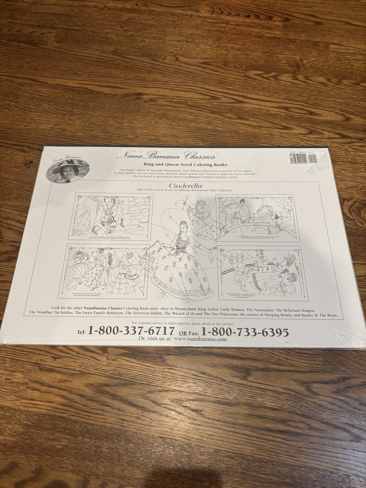 Cinderella Nana Banana Large Coloring Book Vintage Sealed 32 Pages 20” X 14”