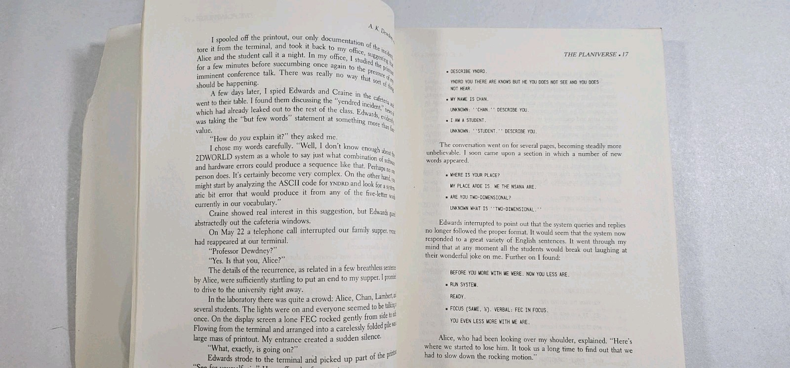The Planiverse: Computer Contact With a Two-Dimensional World 1984 Vintage Book
