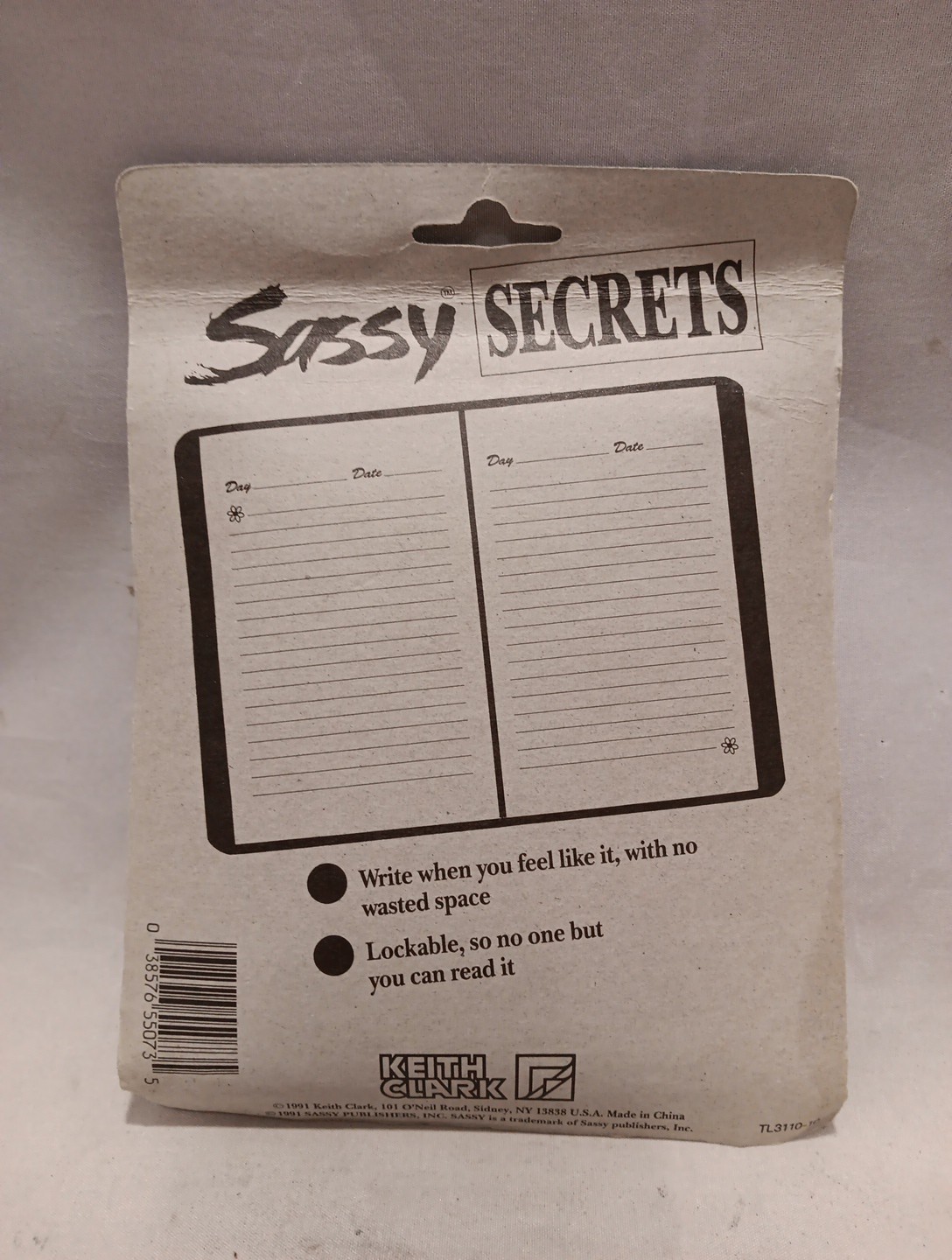Vintage 1991 Keith Clark Sassy Secrets Diary New On Card 90s Floral Diary NOS