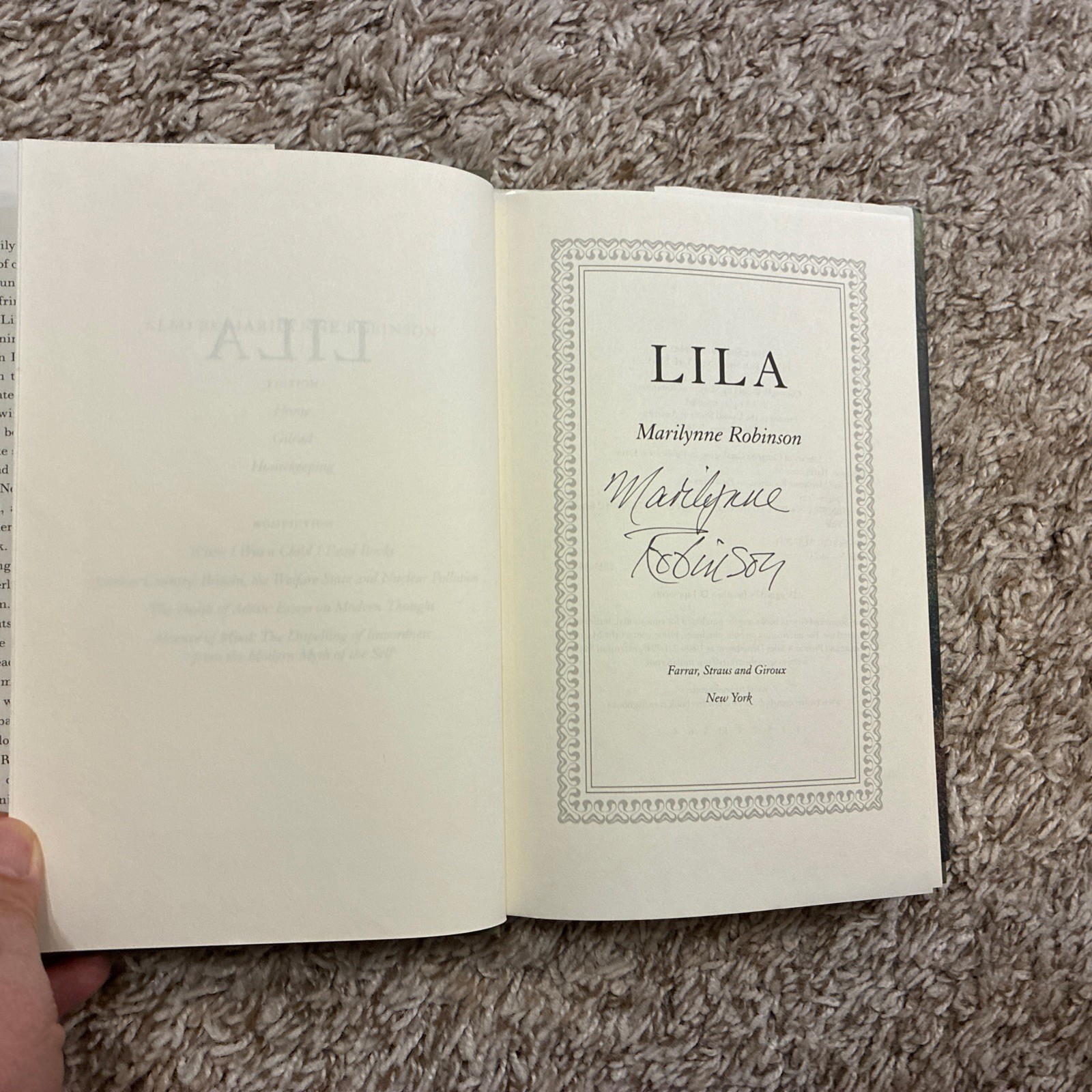 SIGNED Lila By Marilynne Robinson Farrar Straus Giroux First Edition 2014