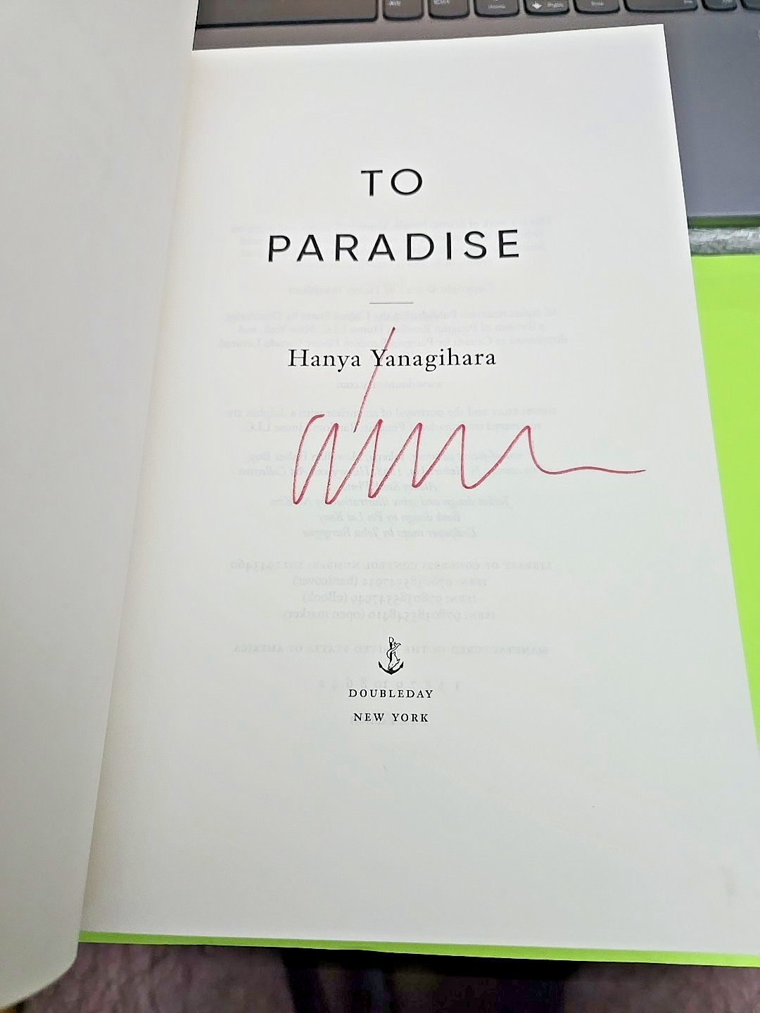 Hanya Yanagihara – To Paradise – Signed Stated 1st Edition/1st Pinting, full lin
