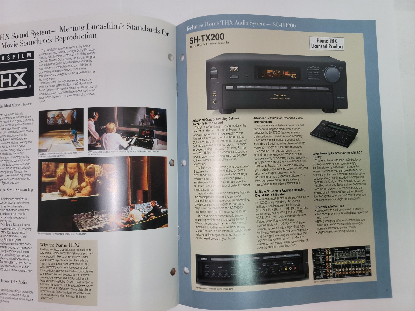 1990’s Technics SC-TH200 Home THX Audio System Brochure Specs Lucasfilm SH-TX200