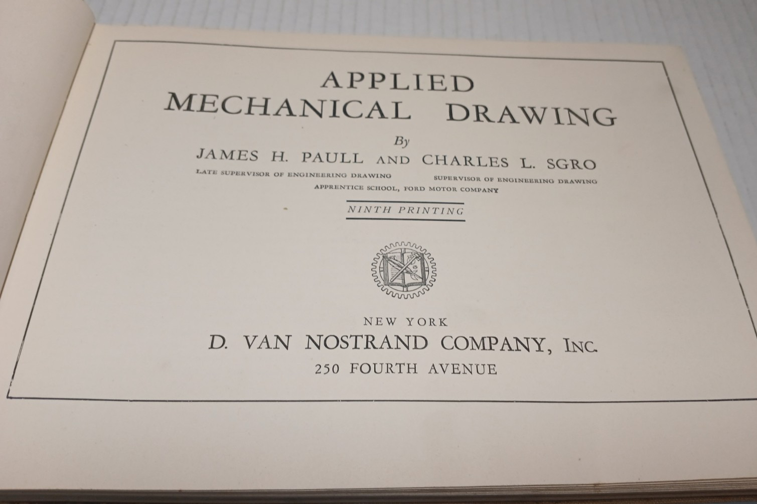 Applied Mechanical Drawing by Paull and SGRO 1942 Vintage Hardcover (Acceptable)