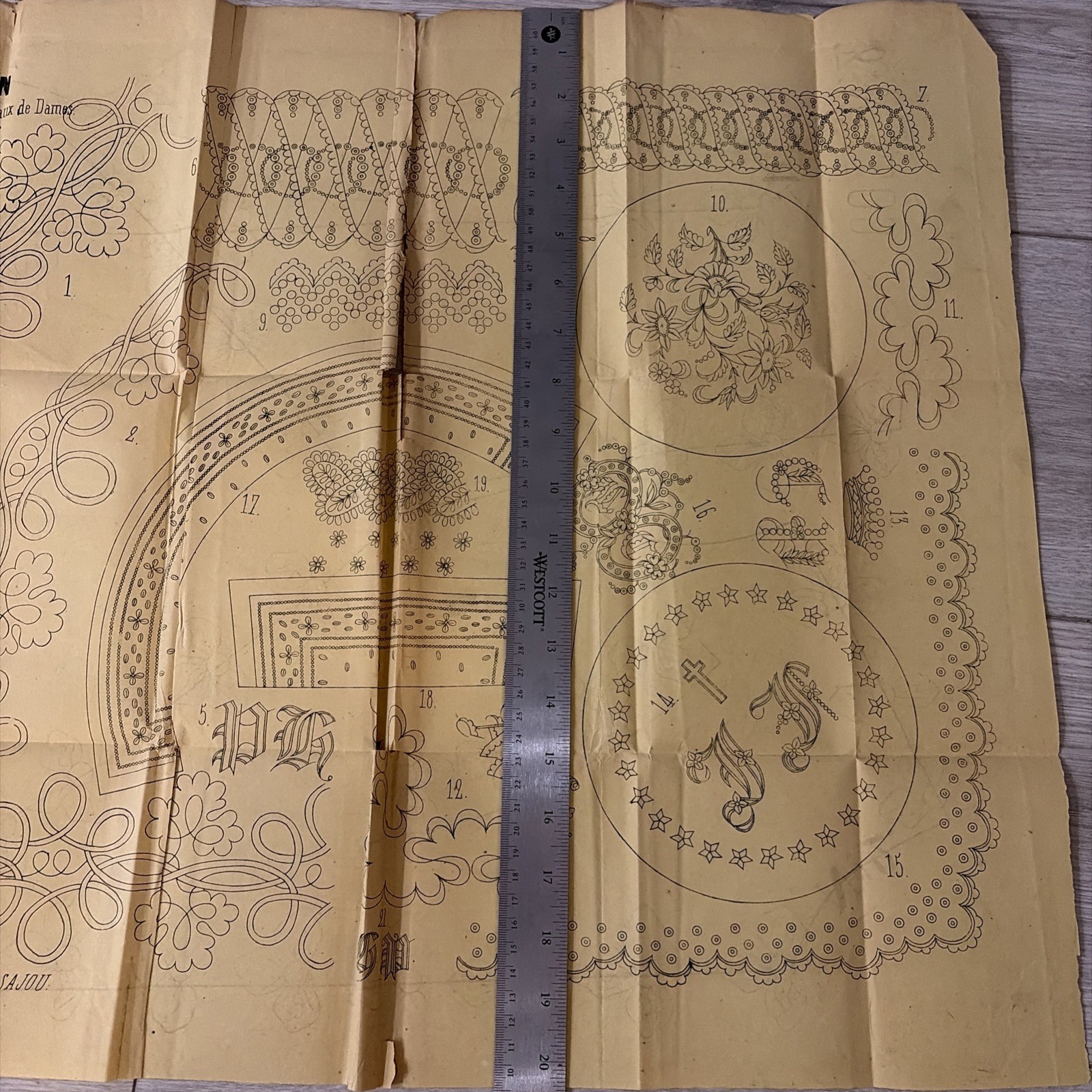 Rare Antique French Embroidery Pattern Sheet Cendrillon June 1858 Maison Sajou