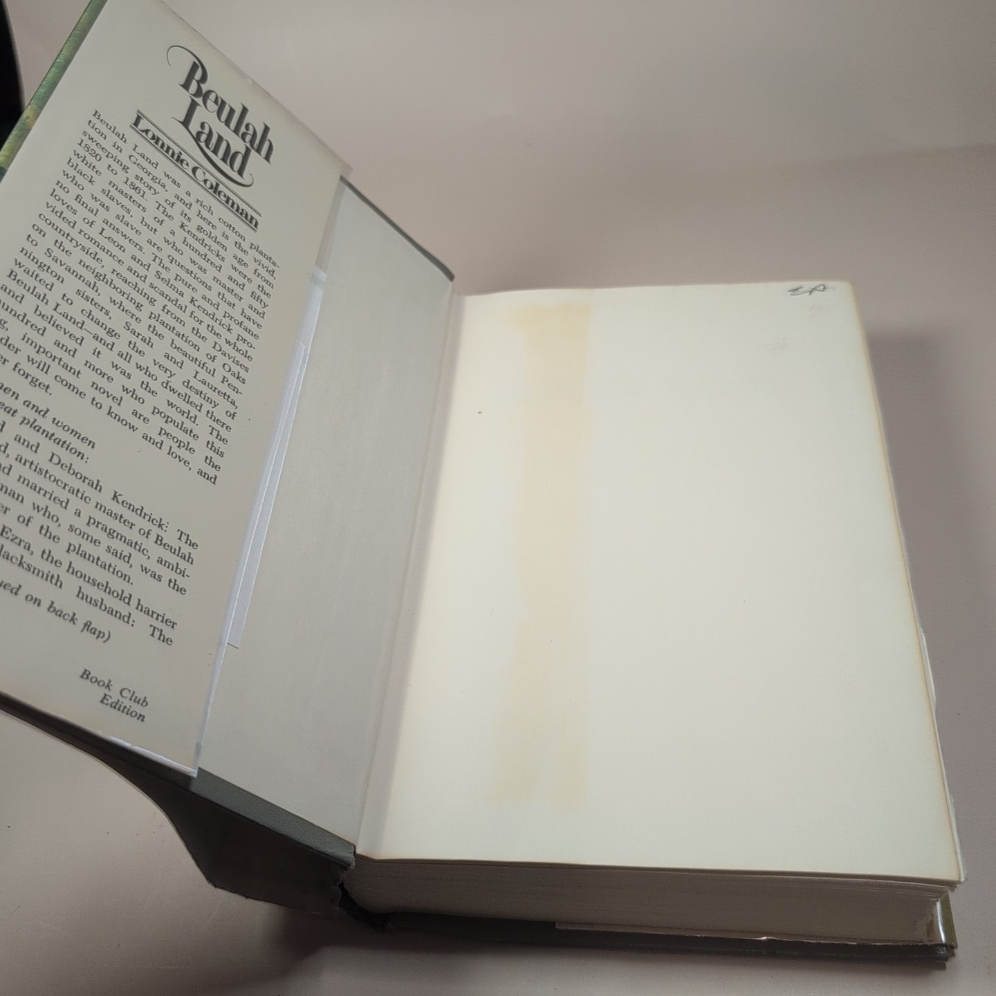Beulah Land By Lonnie Coleman HCDJ 1973 Book Club Edition With Cover