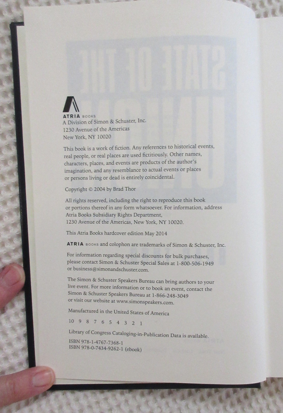 (F) Brad Thor Collector’s Edition #1, Three Books, Atria Hardcover, May 2014