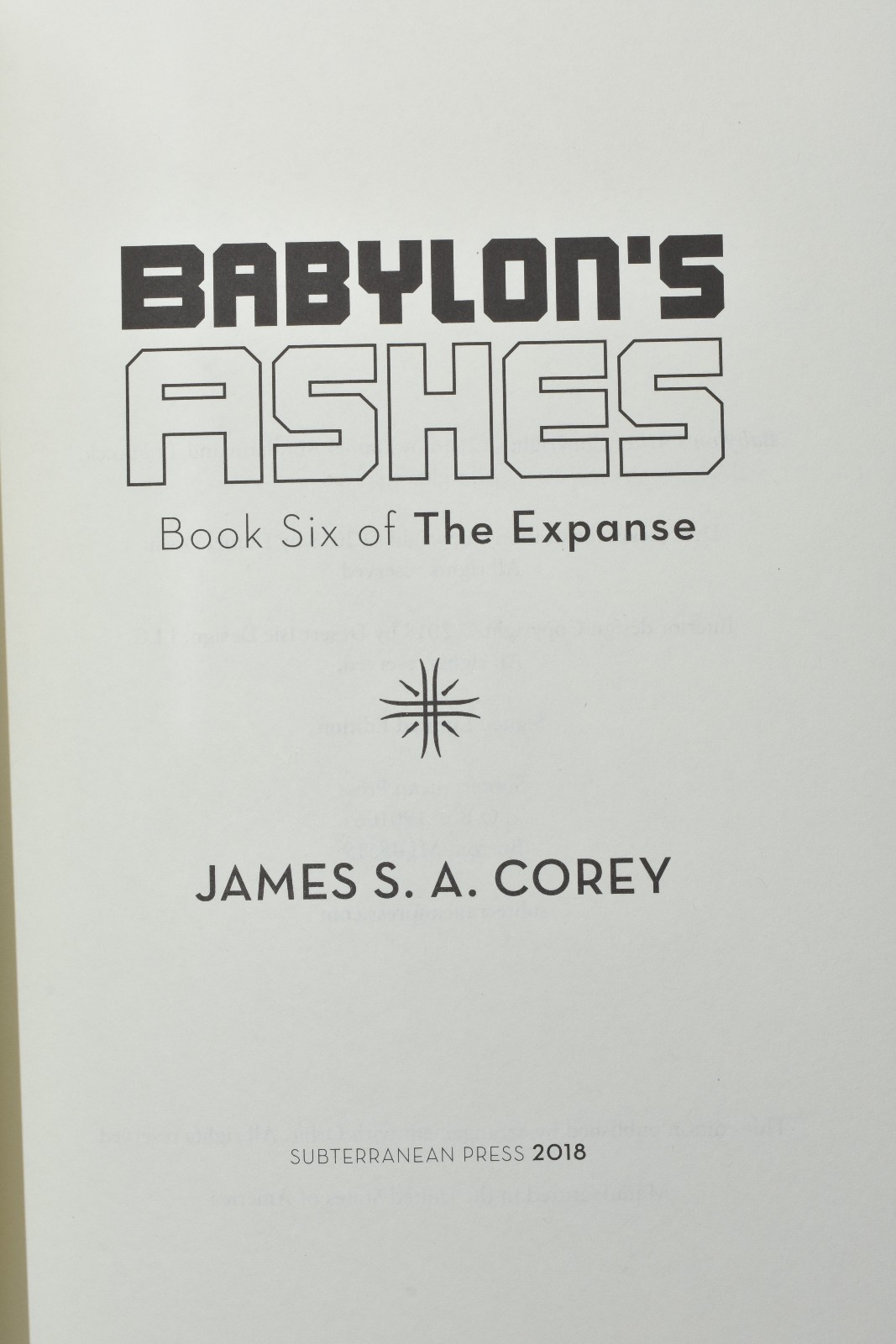 SIGNED LIMITED Babylon’s Ashes James S.A. Corey Subterranean Press (Leviathan)