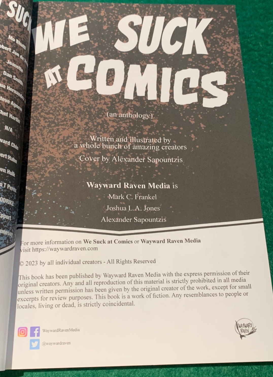 We Suck At Comics An Anthology Vol. 1 Rejection MARK C FRANKEL SIGNED 2023