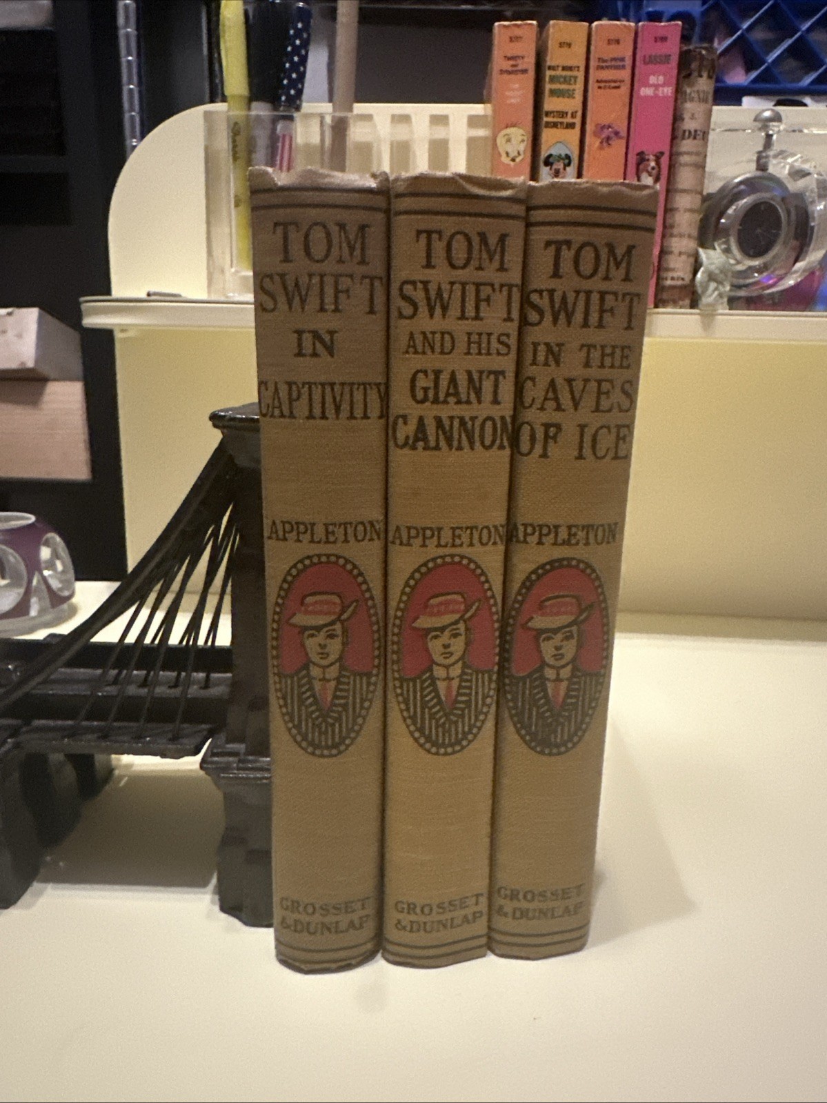 1913 ANTIQUARIAN APPLETON TOM SWIFT VINTAGE BOOKSET GROSSET&DUNLAP HC DECOR BOOK