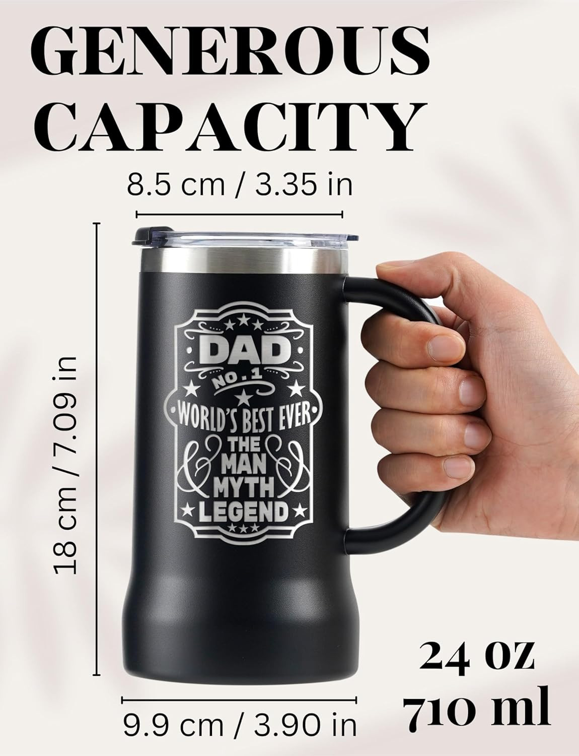 Fathers Day Dad Gifts from Daughter Son – the Man the Myth the Legend – 24Oz Sta