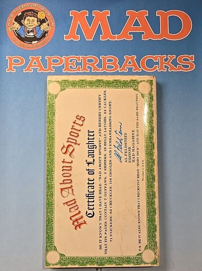 MAD Magazine Paperback Book: MAD ABOUT SPORTS 1972 Warner 1st Print G