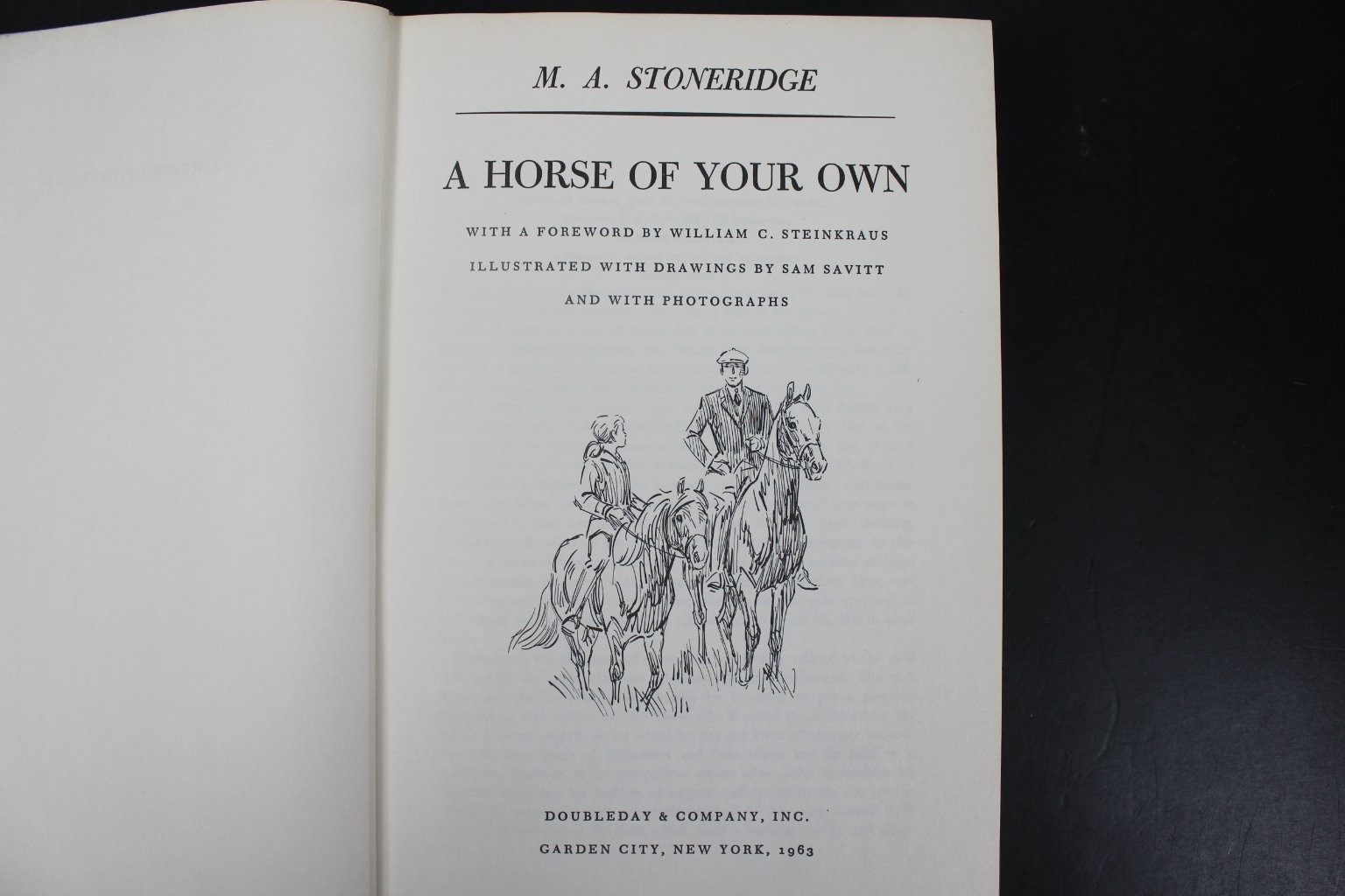A Horse of Your Own Stoneridge 1963 First Edition Illustrated Equestrian HCDJ