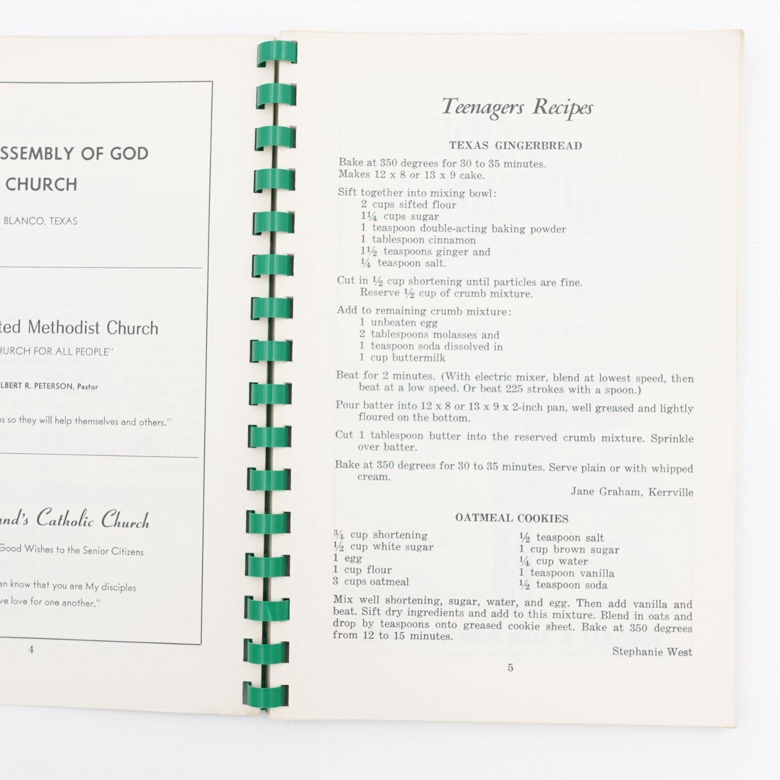 Blanco Country Cook Book Texas 1971 Edition 112 pages GBC Paperback