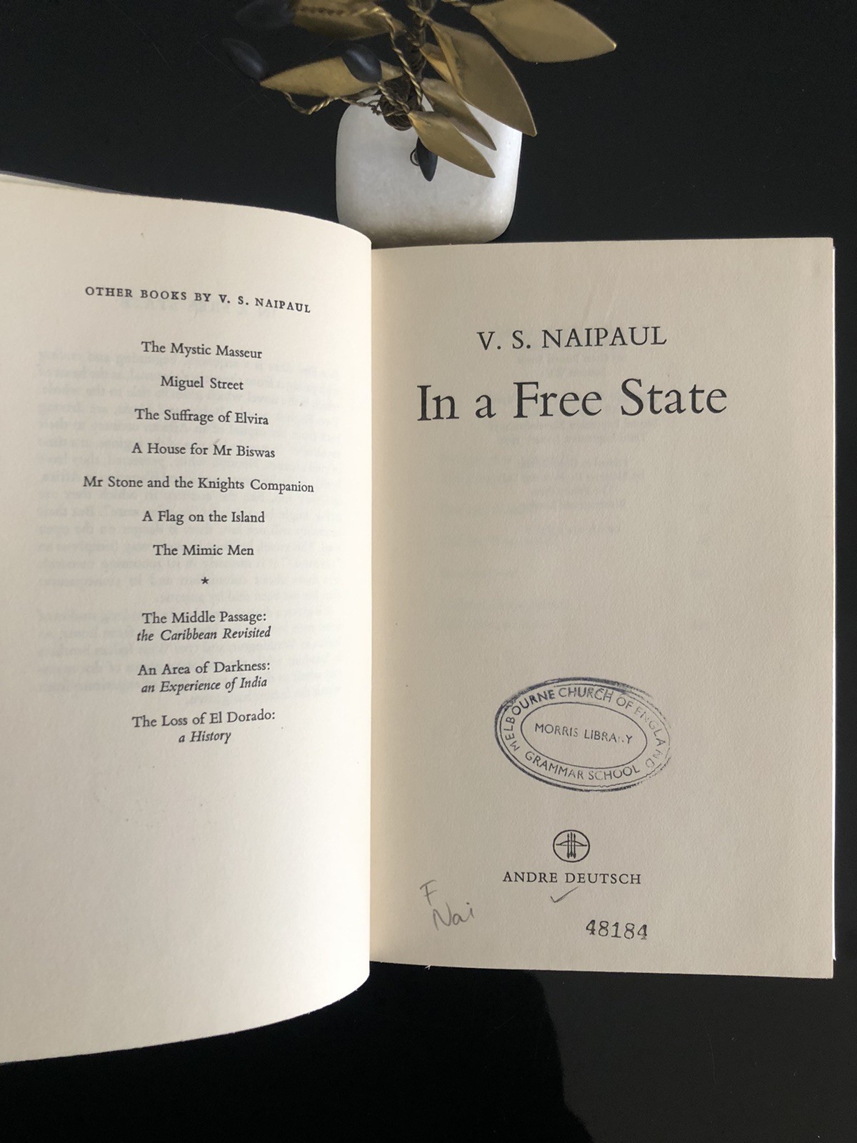 V S Naipaul In A Free State A.Deutsche Ex Lib 1972 Jan. H/C D/J V/G
