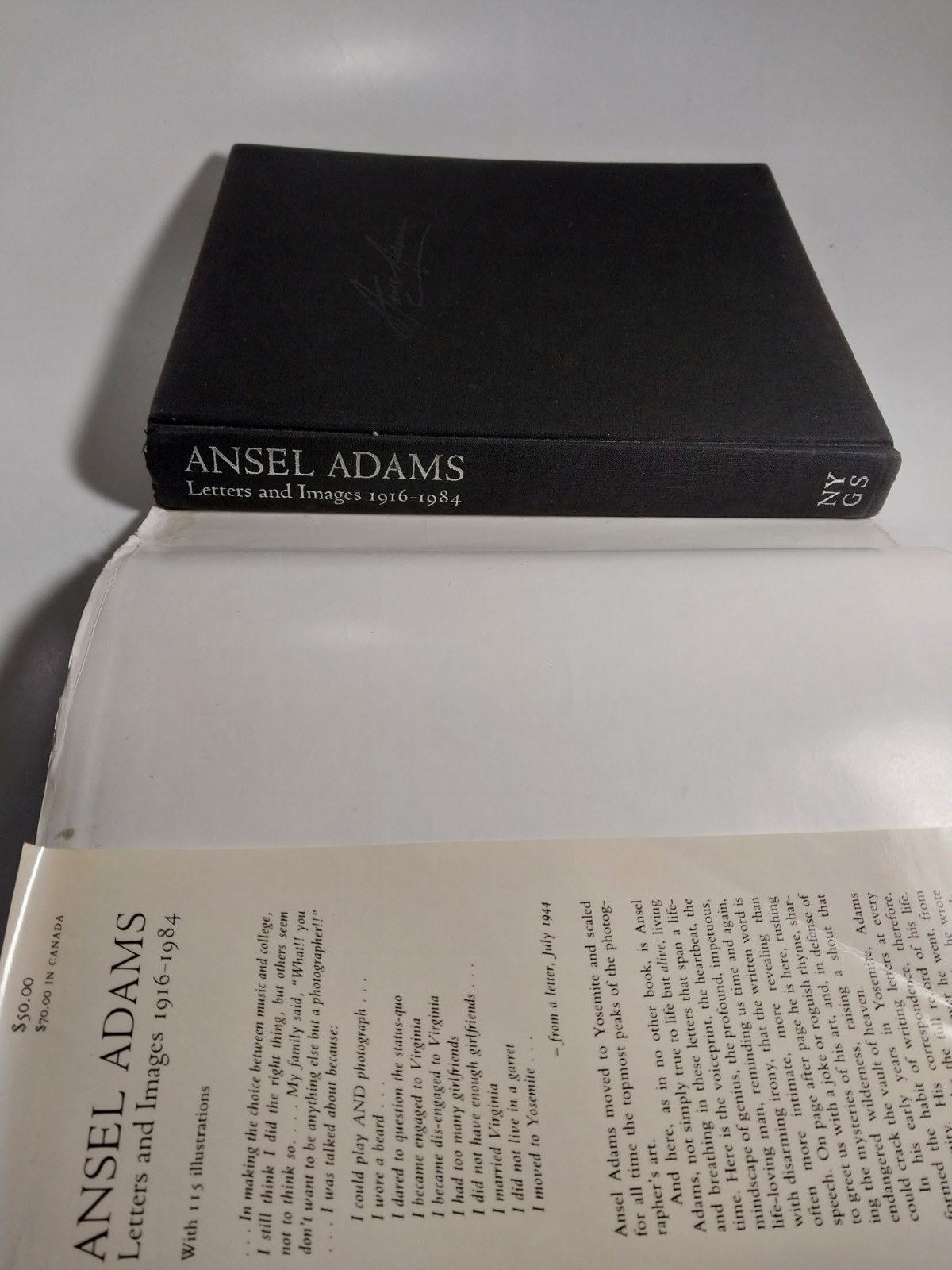 Ansel Adams Letters & Images 1916-1984 Alinder Stillman Stenger 1988 1st HB DJ