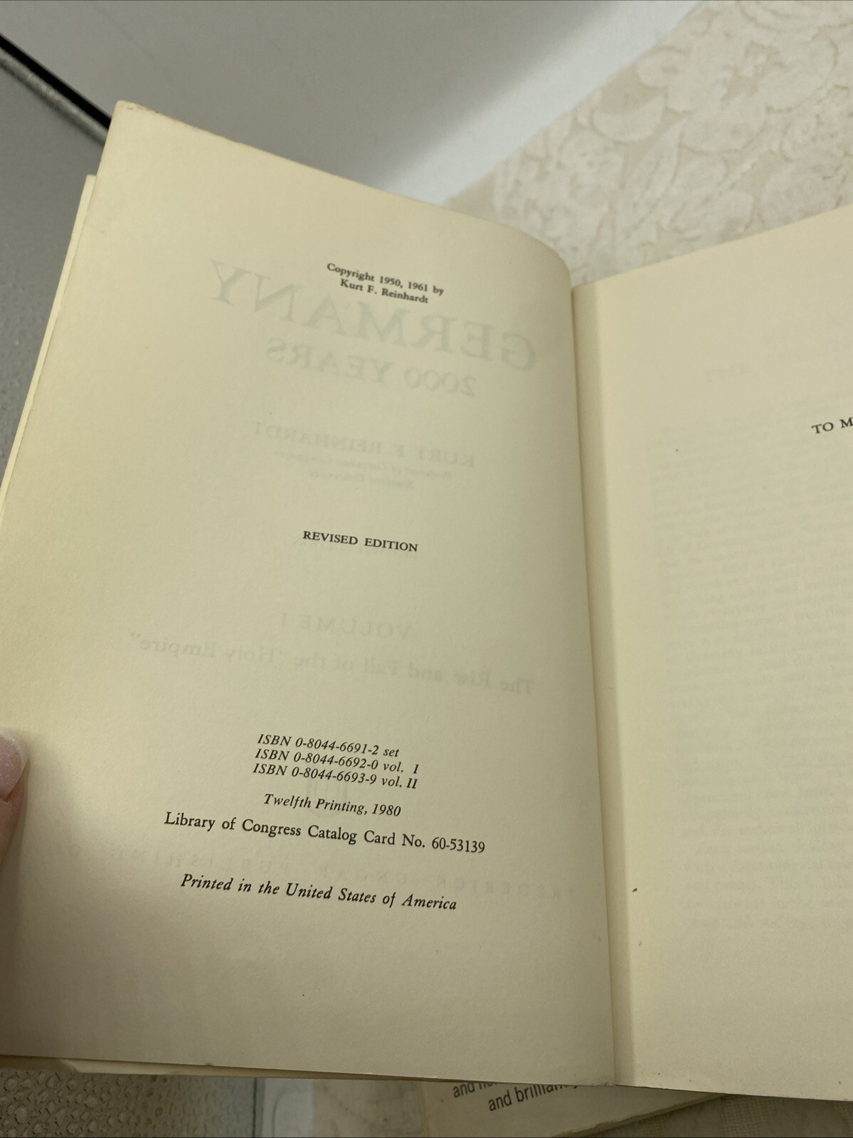 Germany: 2000 Years, Volumes I and II Set, Reinhardt 1961