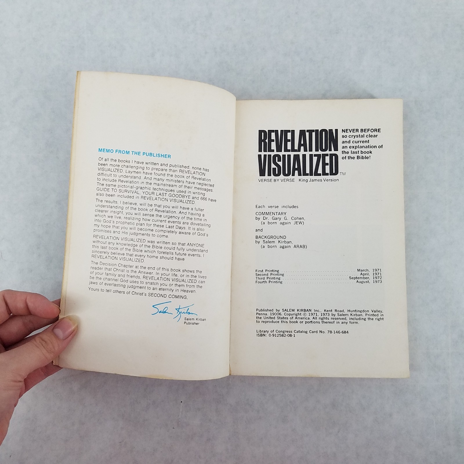 Revelation Visualized – 1973 Softcover by Gary Cohen and Salem Kirban – NO MARKS