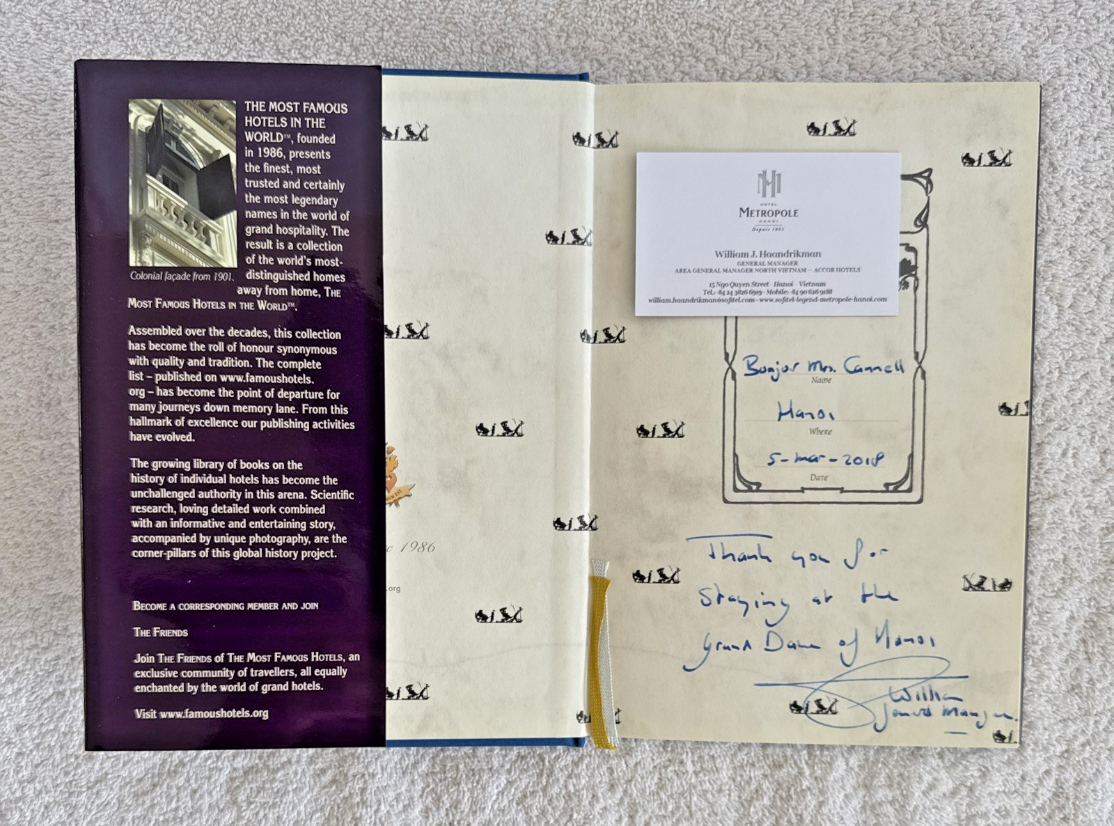 Sofitel Metropole Hanoi by Andreas Augusti (Hardcover) Book Signed Dust Jacket