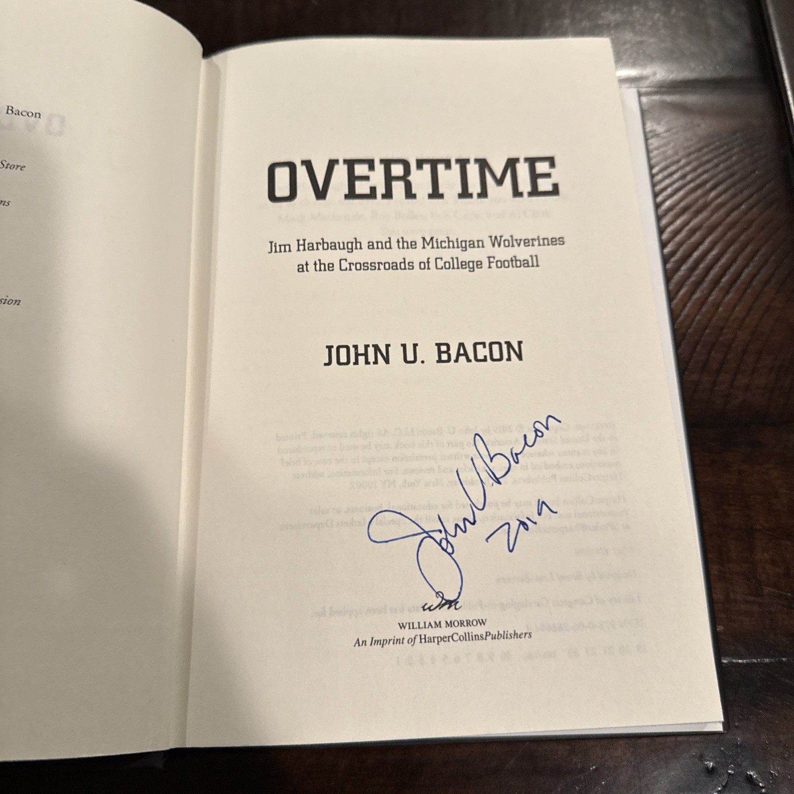 SIGNED Overtime: Jim Harbaugh and the Michigan Wolverines By John U. Bacon