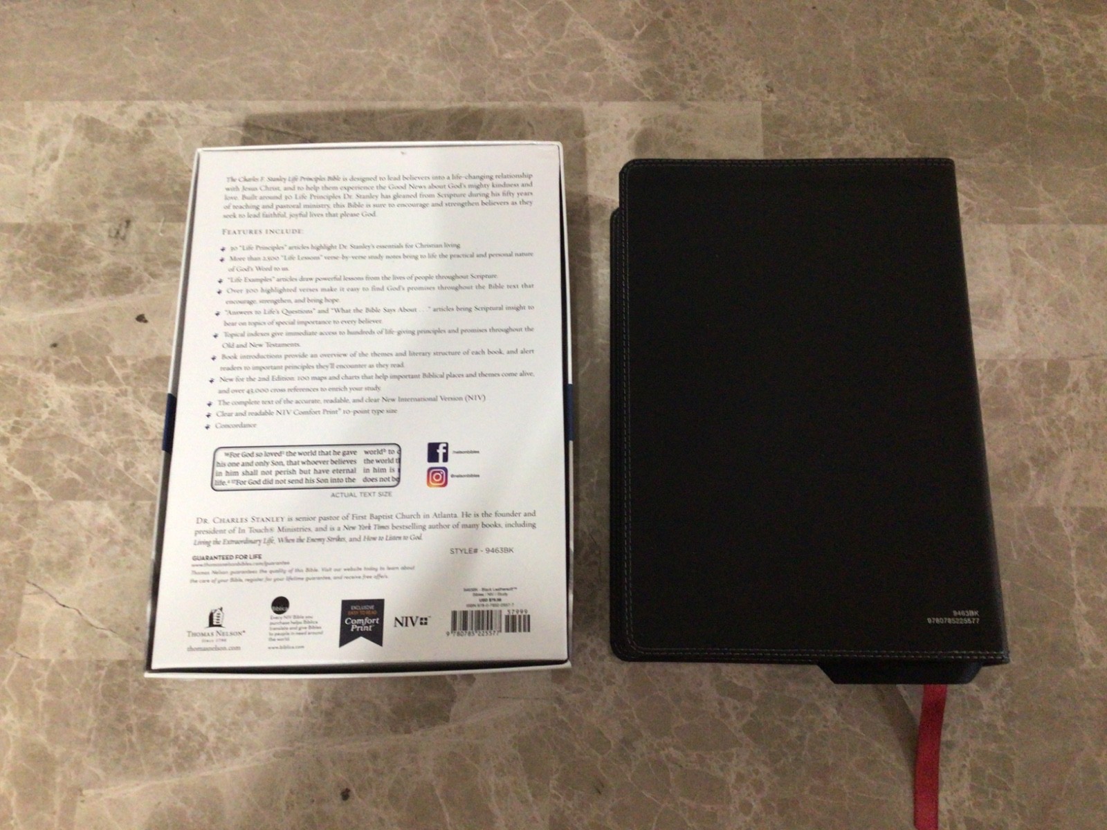 NIV Bible Charles F. Stanley Life Principles Black Leathersoft 2nd Edition