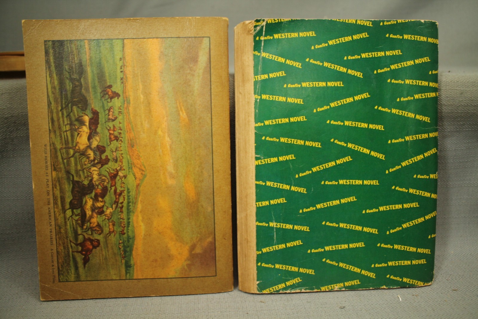 6 vintage old worn Western action paperback books novel classics Zane Grey etc.