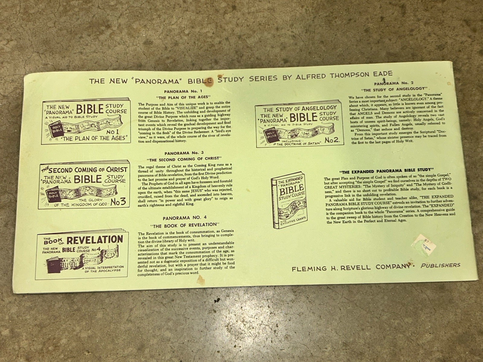The Second Coming of Christ Panorama Bible Study Course 3 Alfred T. Eade 1966