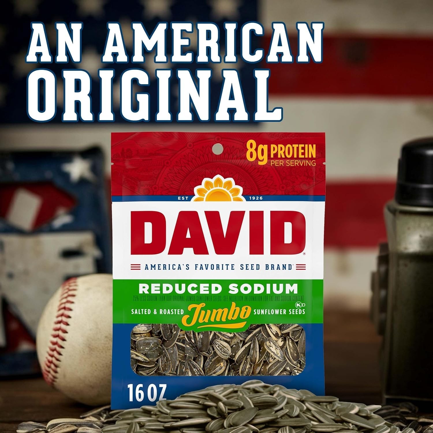 DAVID Reduced Sodium Jumbo Sunflower Seeds, 16 oz.⭐️⭐️⭐️⭐️⭐️