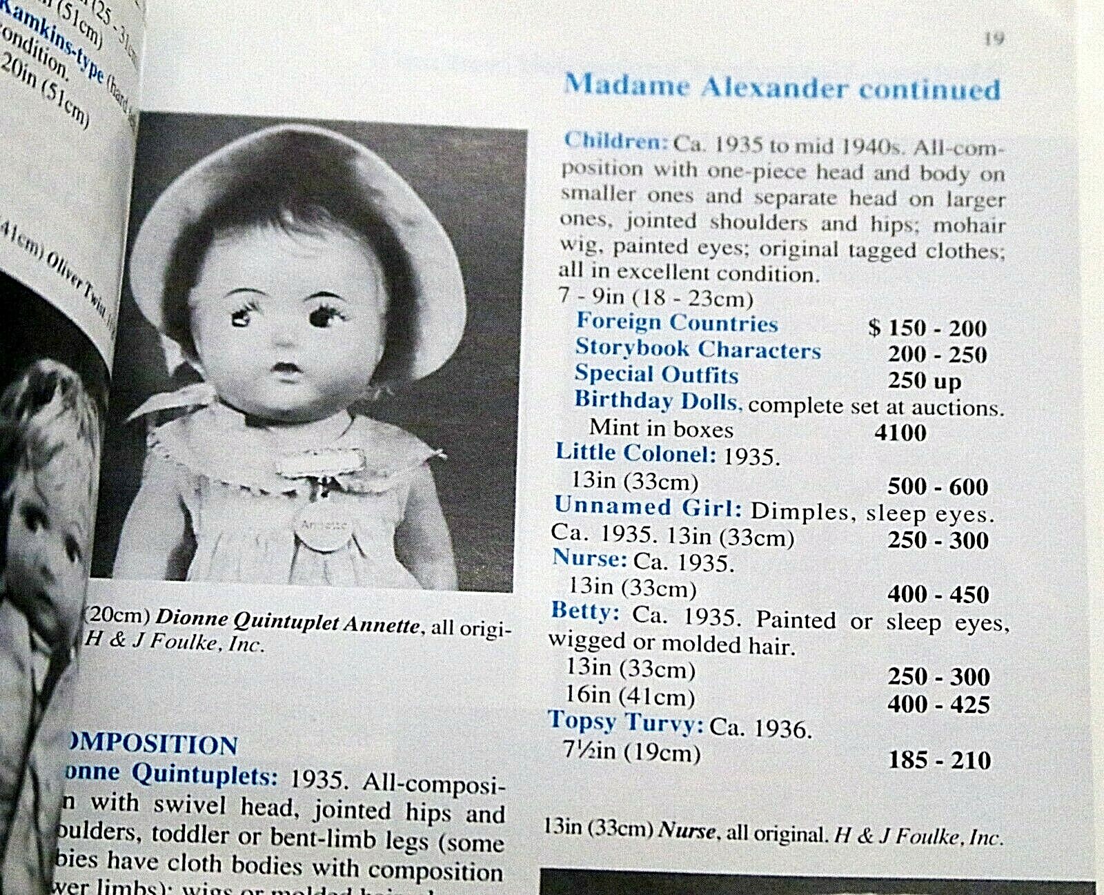 Blue Book of Dolls & Values 11th Edition Jan Foulke Color Photos 368 Pages