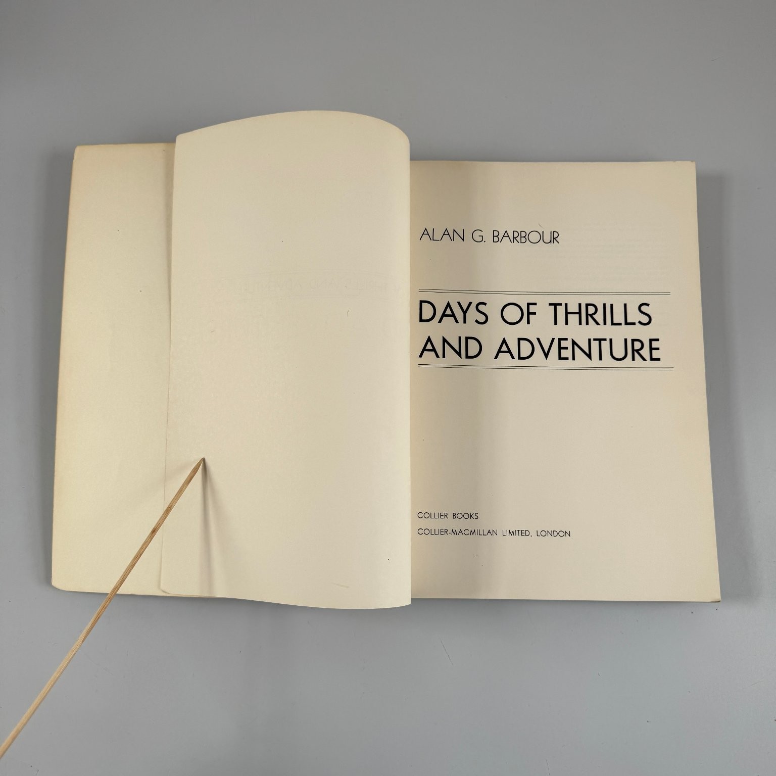 Days of Thrills and Adventure Barbour 1970 First Collier Books Edition Movie