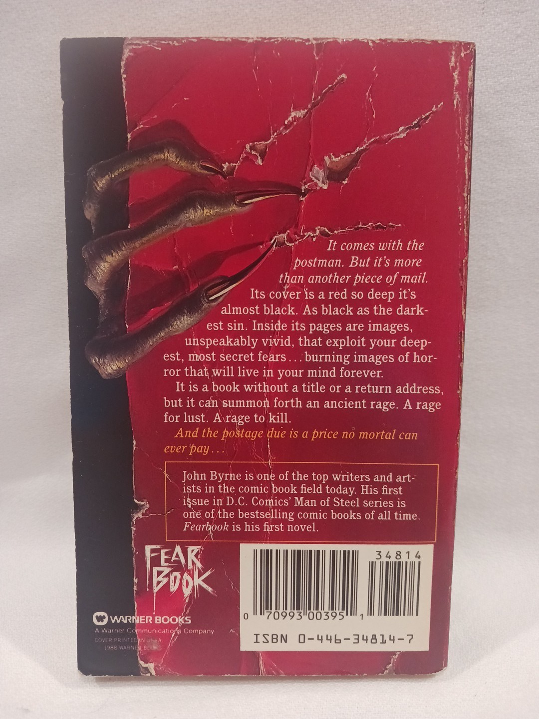 Fear Book John L Byrne 1988 Paperback First Edition 1st Printing Vintage Horror