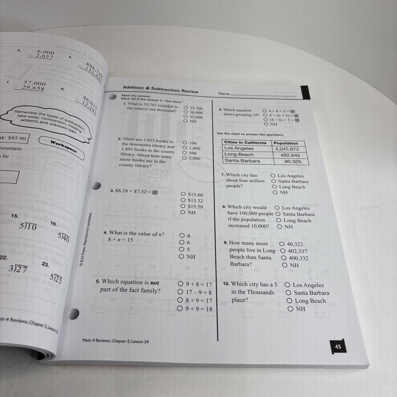 BJU Press Math 4 Student Reviews Third Edition Educational Workbook –