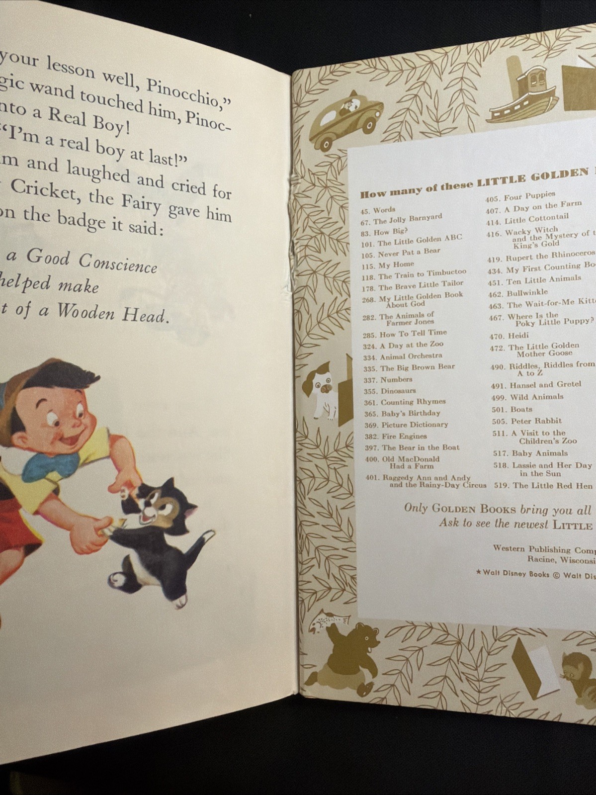 Vintage A Little Golden Book Disney’s Pinocchio 1974 .39 D100 #7369
