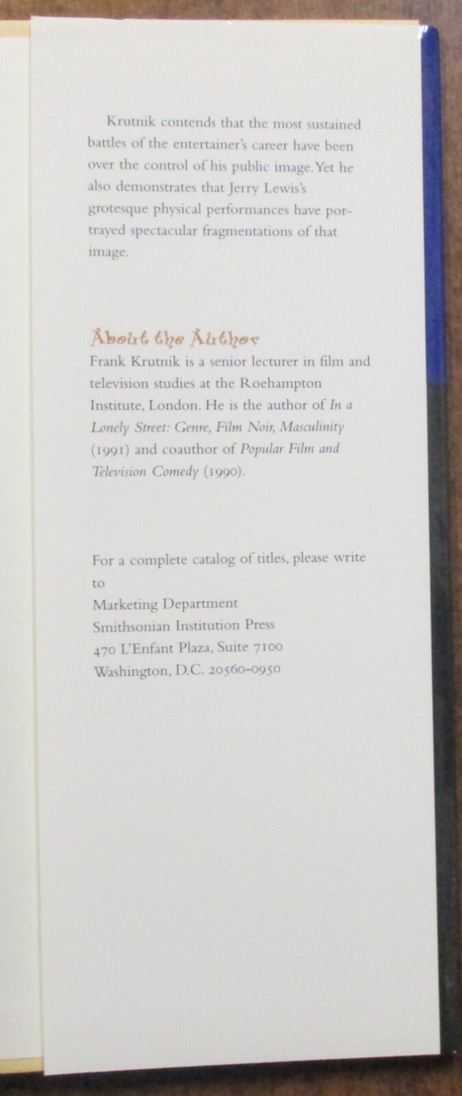 „Inventing Jerry Lewis“ Hardcover Book (2000) Frank Krutnik – First Edition
