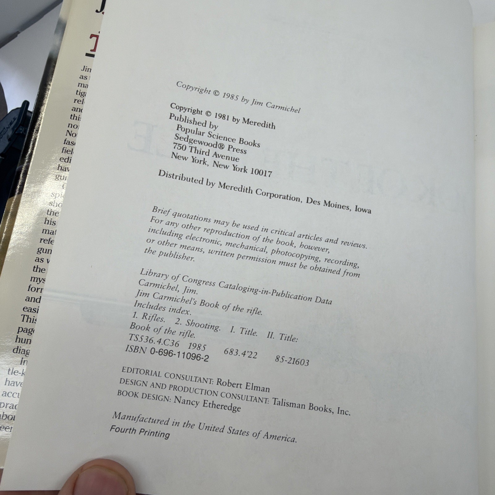 Jim Carmichael’s Book of the Rifle. First Edition HC/DJ, 1985. Reference