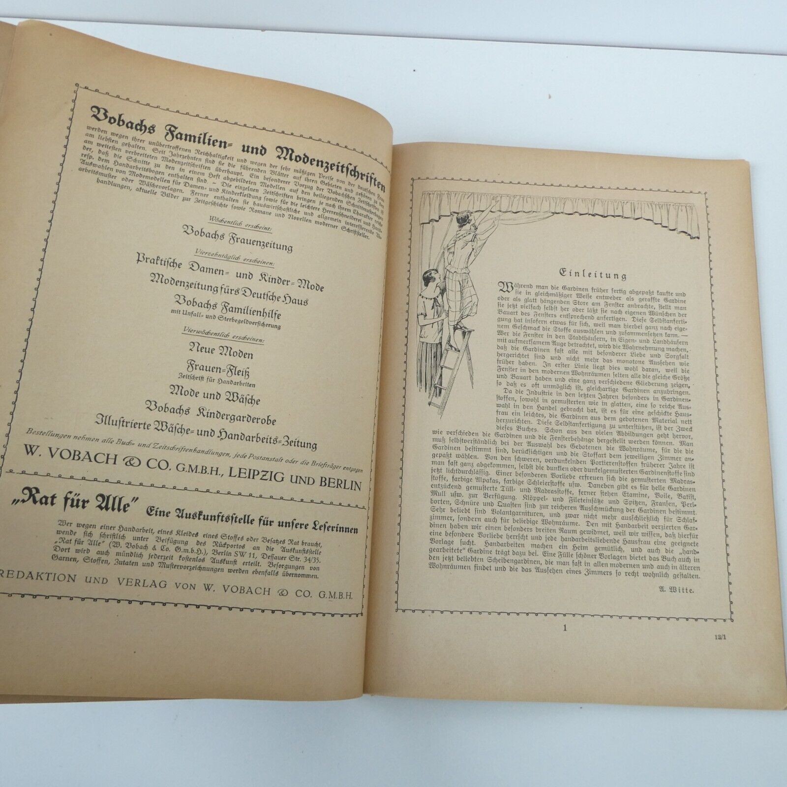 Vobachs Handarbeitsbucher Handcraft Book Vol 13 Handmade Curtains 1920s German