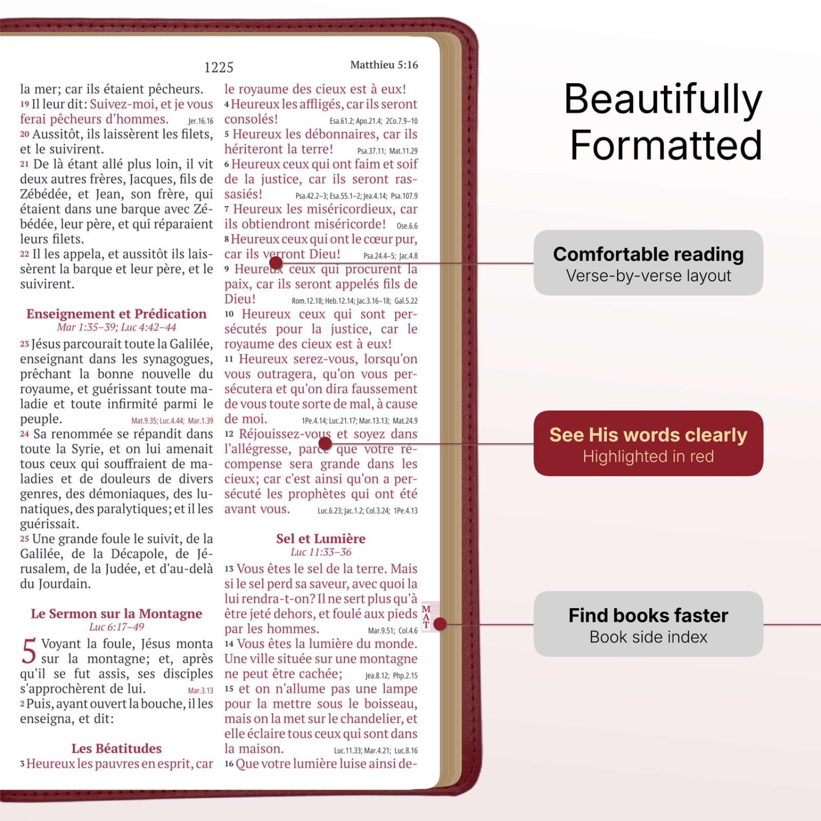 Red Louis Segond French Bible LARGE Print – LSG Bible Rouge en Français by SP