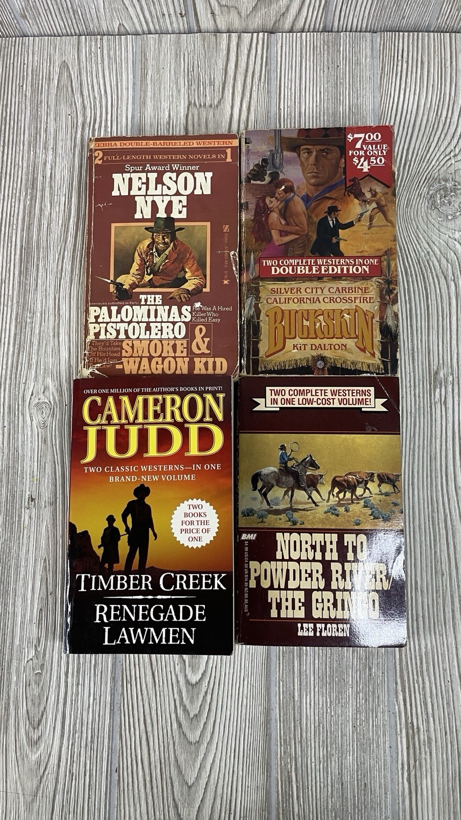 Western Action Adventure Lot of 8 Paperback 2 Books Each Nye Judd Floren Dalton