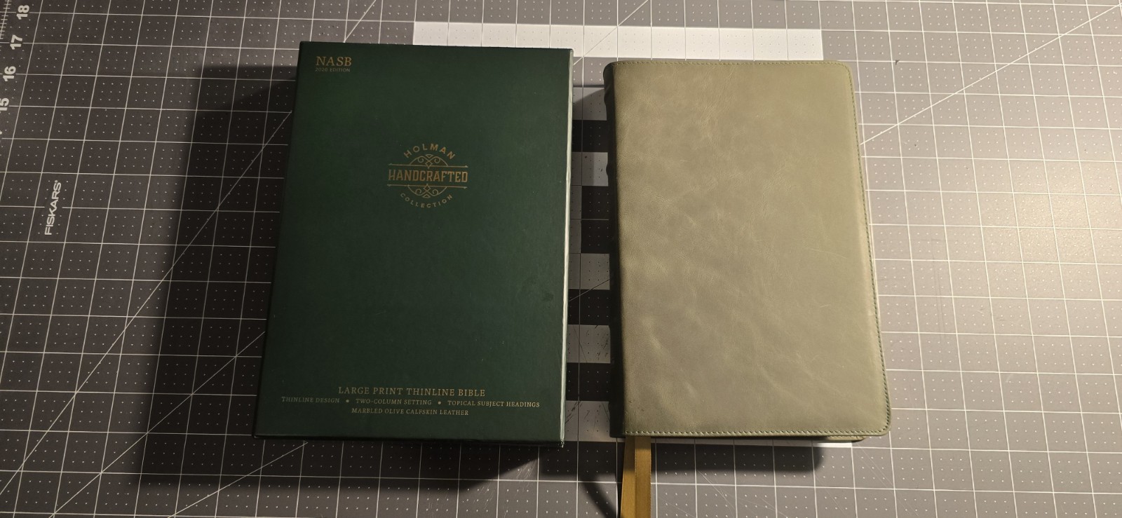 NASB Large Print Thinline Bible – Olive Green Genuine Leather