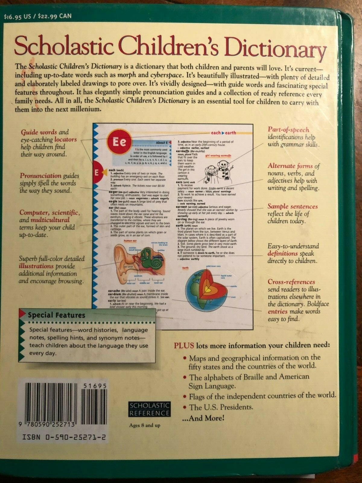 SCHOLASTIC CHILDREN’S DICTIONARY 1996 HARDCOVER 648 PAGES