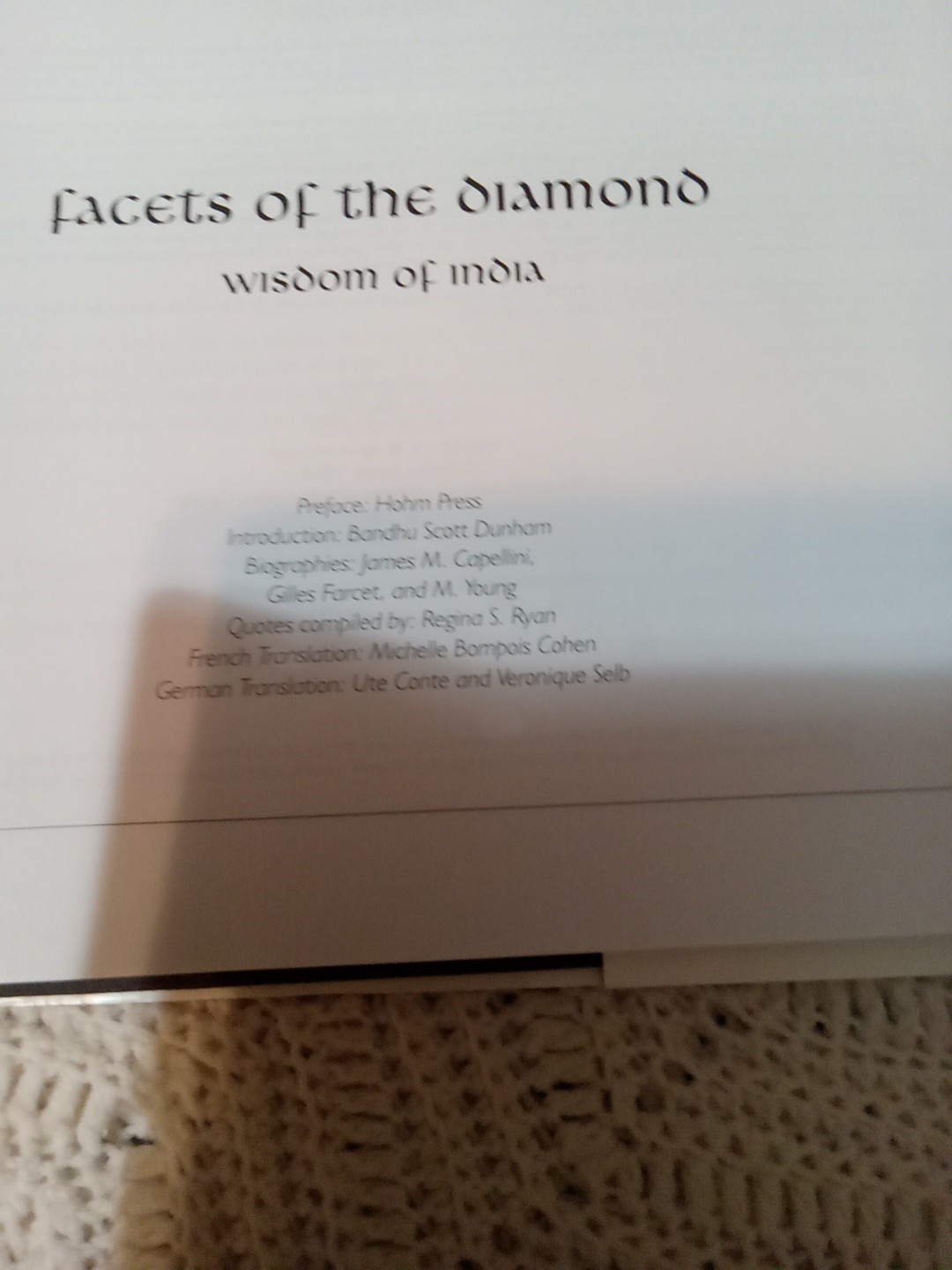 Facets of the Diamond Wisdom of India HCDJ 1994