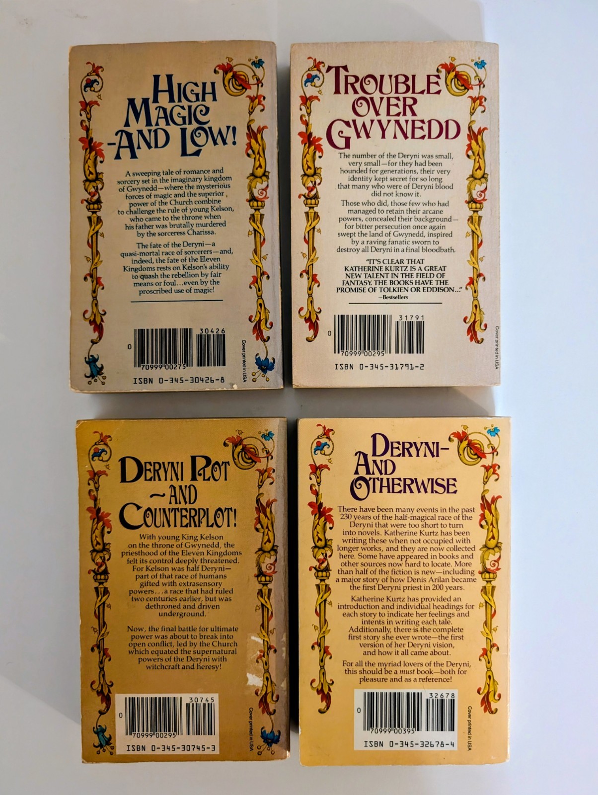 Katherine Kurtz Deryni Series Lot 4 PB Books Del Rey 1980s Fantasy