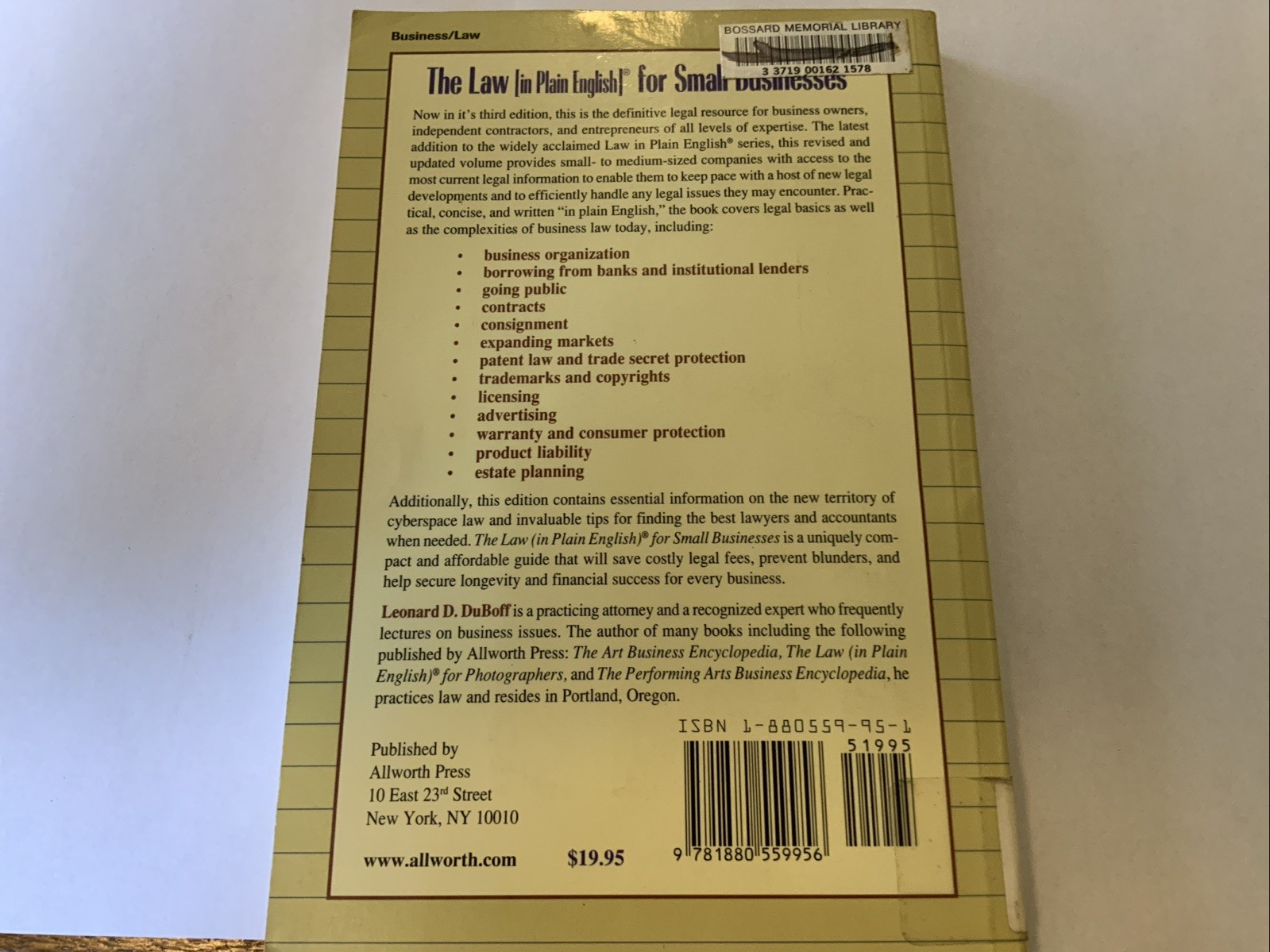 The Law in Plain English for Small Businesses Paperback Leonard D