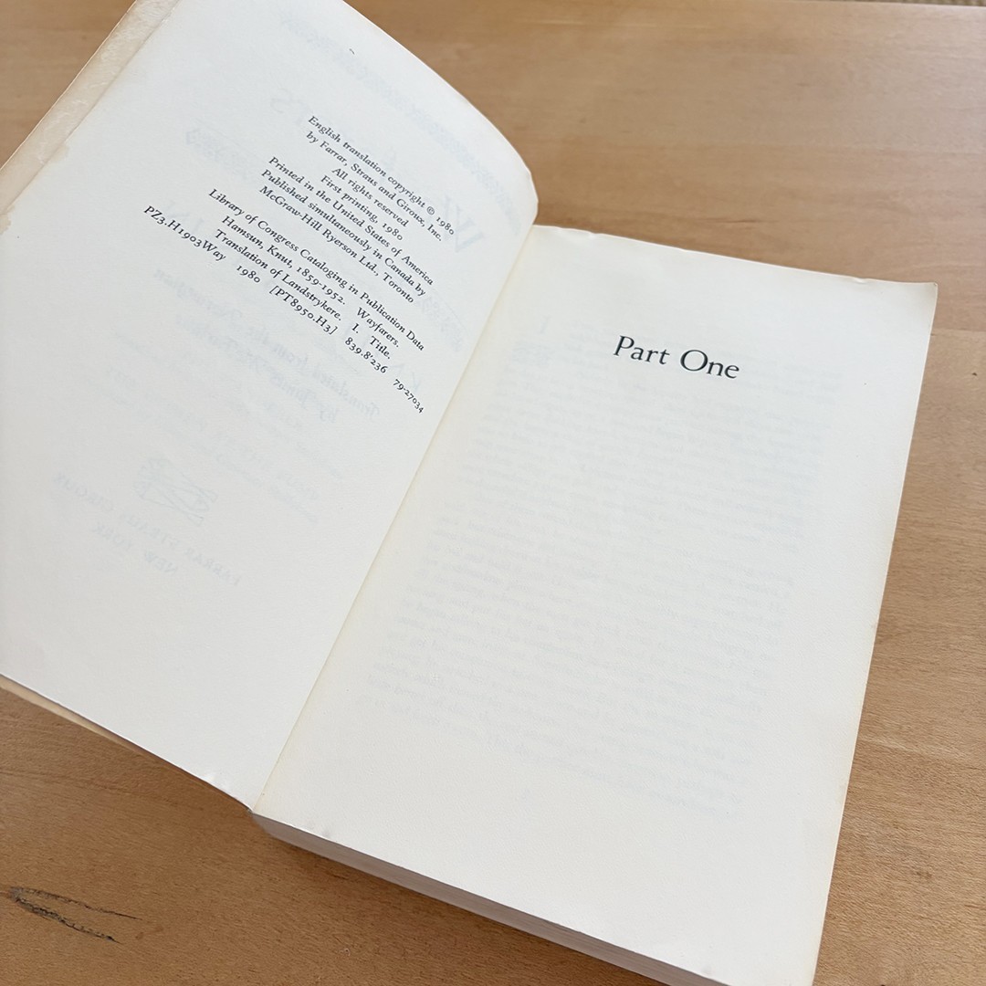Knut Hamsun: Wayfarers, Farrar Straus Giroux, 2nd Edition PB, N648, US, 1981