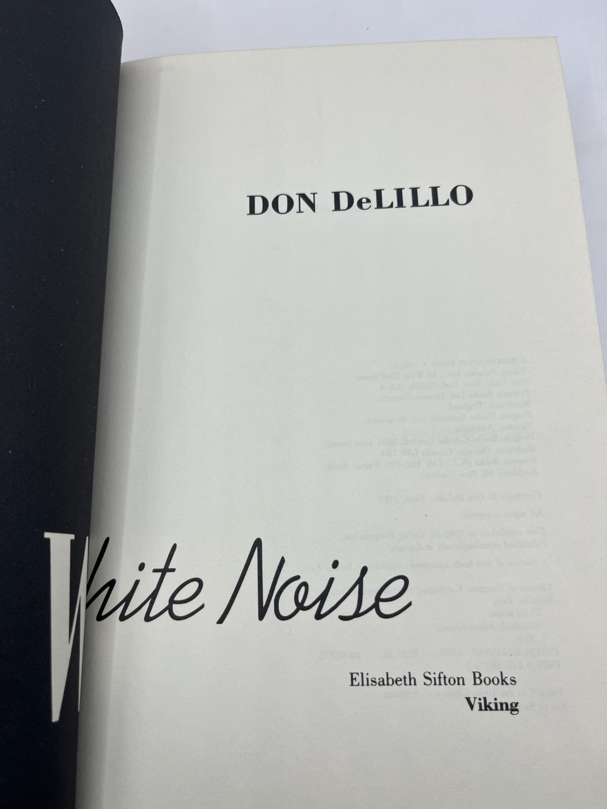 White Noise by DON DELILLO, ~ 1st First Edition 1985, hardcover Viking